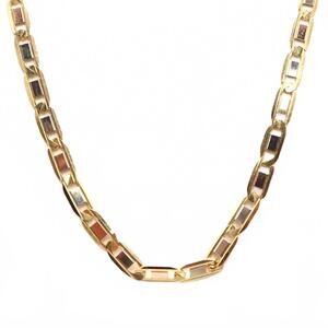 18kt TriColor Gold Yellow White Rose Valentina Link Chain Necklace 21"